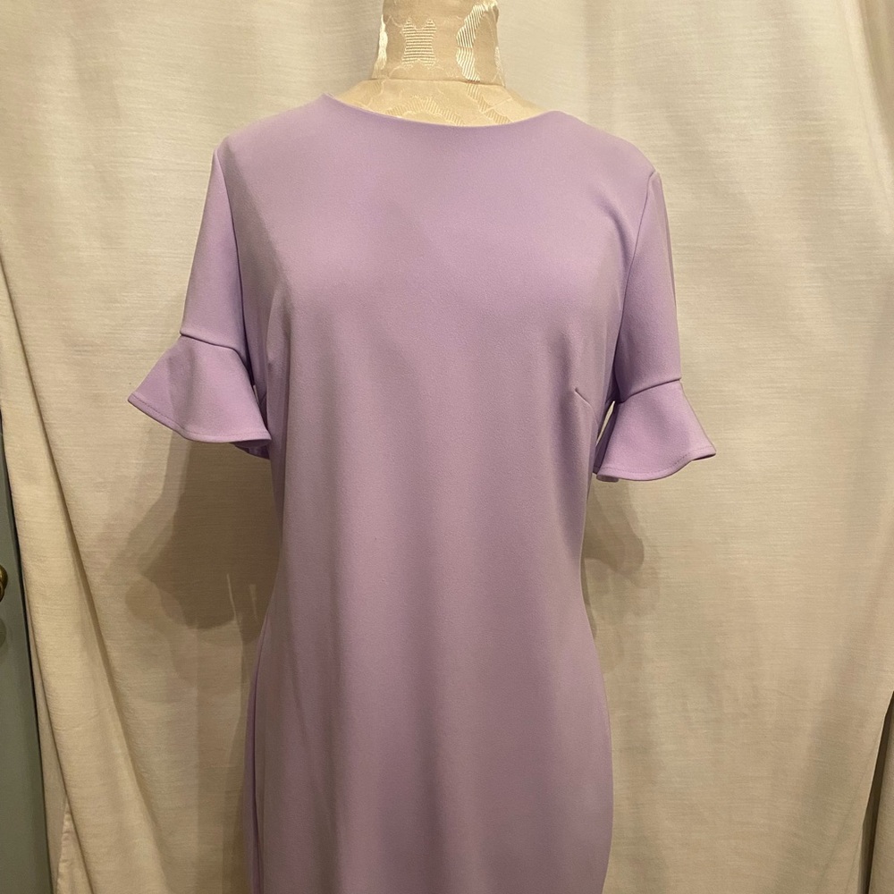 Calvin Klein Lilac Ruffle Sleeve Shift Dress - Women